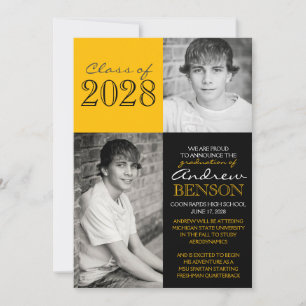 Faire-part de graduation photo Black and Gold 2