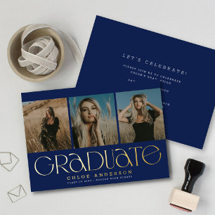 Faire-part de graduation photo Blue 3 de la Marine