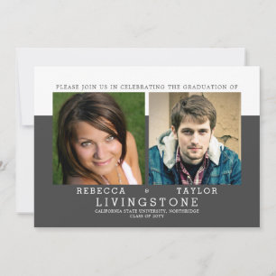 Faire-part de graduation photo des frères et soeur