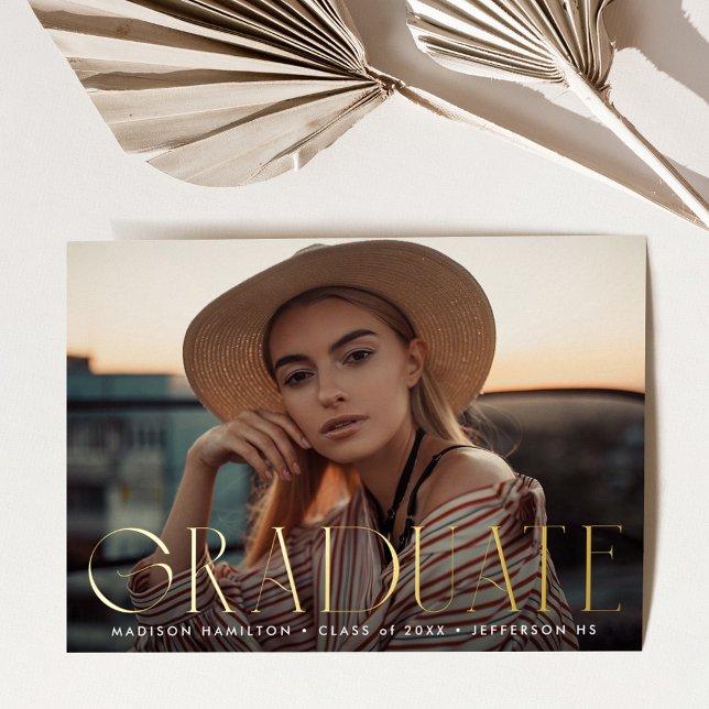 Faire-part de graduation photo Gold Foil moderne (Créateur téléchargé)