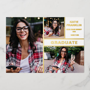 Faire-part de graduation photo Gold Foil moderne