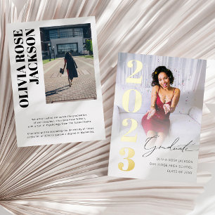Faire-part de graduation photo Gold Foil tendance