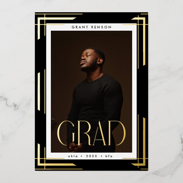 Faire-part de graduation photo Gold FrameD personn (Recto)