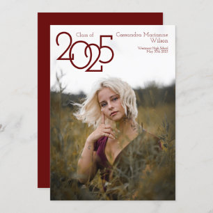 Faire-part de graduation photo Maroon moderne