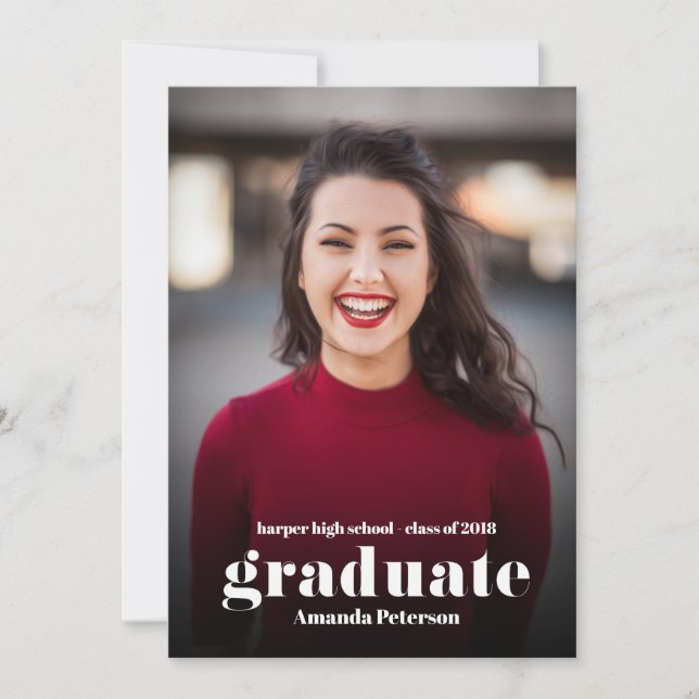 Faire-part de graduation photo minimale moderne (Devant)