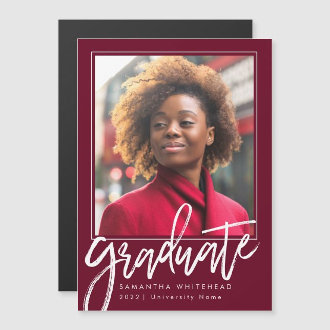 Faire-part de graduation photo moderne 2022 Bourgo (Devant / Derrière)