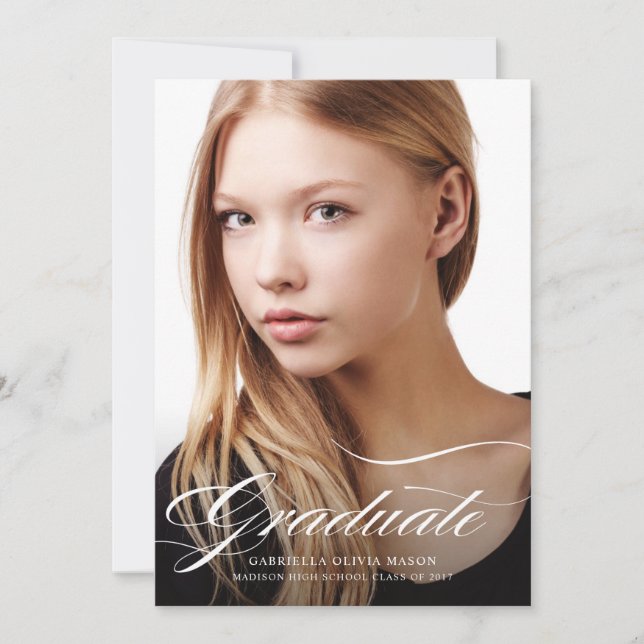Faire-part de graduation photo moderne Elegance (Devant)