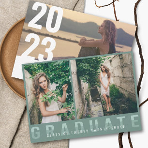 Faire-part de graduation photo moderne Sage Green