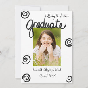 Faire-part de graduation photo noir et blanc
