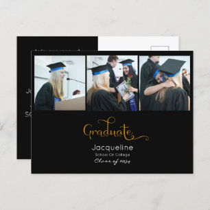 Faire-part De Graduation Photo Noir Et Or