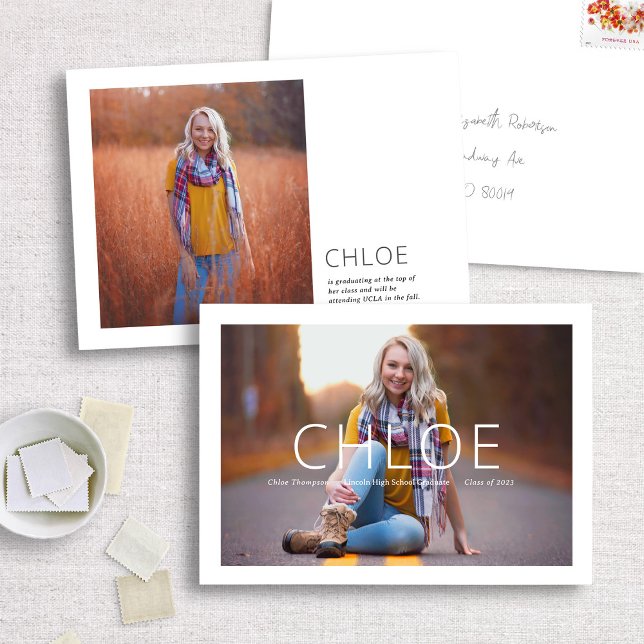 Faire-part de graduation photo stylish et minimal (Créateur téléchargé)