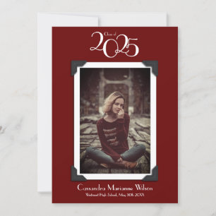 Faire-part de graduation photo vintage Maroon