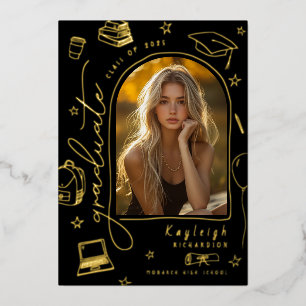 Faire-part de graduation rétrograde Black Gold Foi