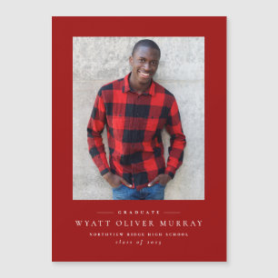 Faire-part de graduation rouge classique simple