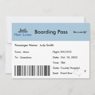 Faire-part de grossesse à bord d'un avion à la fam