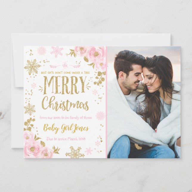 Faire-part de grossesse Carte photo de Noël Or (Devant)