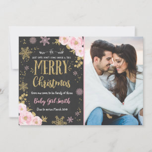 Faire-part de grossesse Carte photo de Noël Or