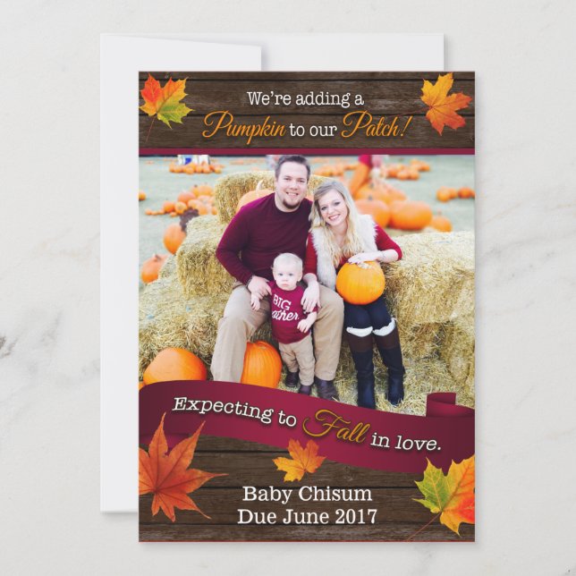 Faire-part de grossesse d'automne avec photo (Devant)