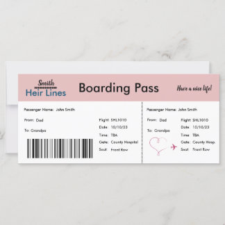Faire-part de grossesse de billets d'avion (rose/b