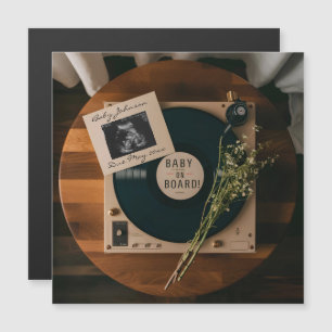Faire-part de grossesse du lecteur de vinyle vinta
