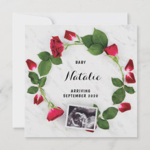 Faire-part de grossesse Rose rouge Floral Carte de