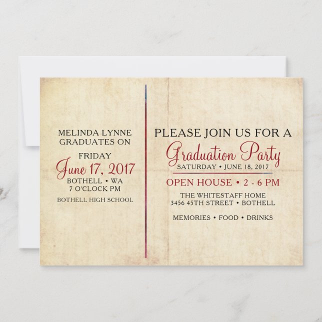 Faire-part de la graduation photo et Invitation du (Dos)