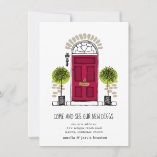 Faire-part de la nouvelle maison de porte rouge