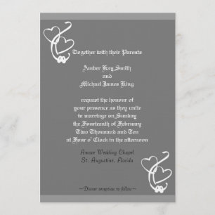 Faire-part de mariage 2 coeurs 2 anneaux deux impr