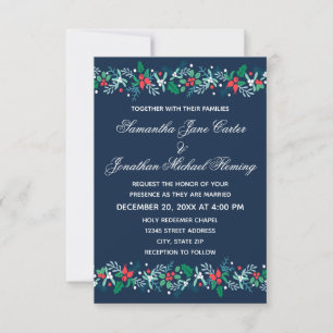Faire-part de mariage - 3x5 Blue Garland