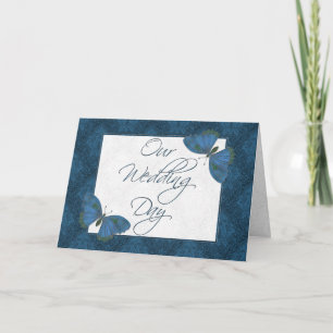 Faire-part de mariage 5X7 Papillon Brocade turquoi