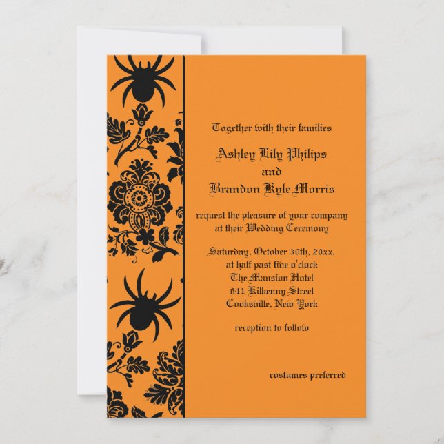Faire-part de mariage à araignée Damask (Devant)