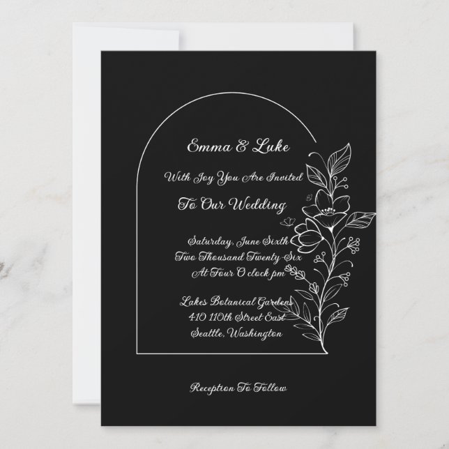 Faire-part de mariage à arche florale (Devant)