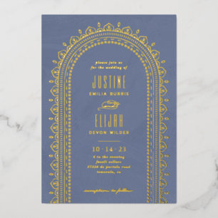 Faire-part de mariage à arche ornée - Bleu