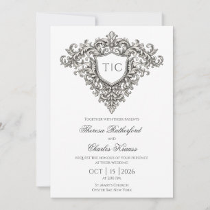 Faire-part de mariage à armoiries de monogramme ma