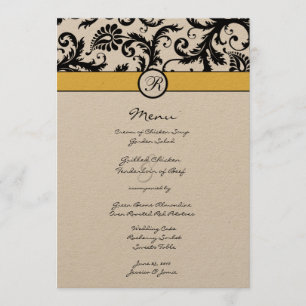 Faire-part de mariage à bordure en damas noir