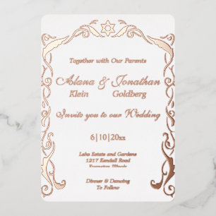 Faire-part de mariage à cadre en tourbillon juif e