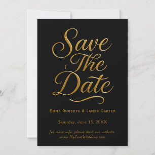 Faire-part de mariage à calligraphie dorée sur fon