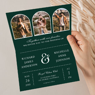 Faire-part de mariage à code QR photo d'arch minim