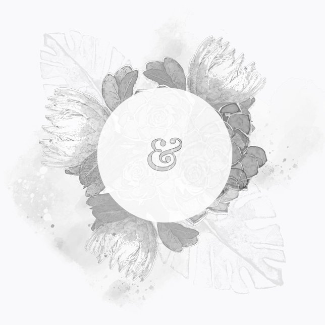 Faire-part de mariage à conserver Protéa et plante (Créateur téléchargé)