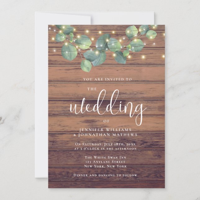 Faire-part de mariage à cordes de verdure rustique (Devant)