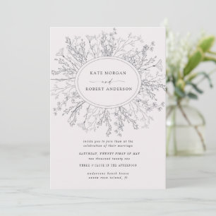 Faire-part de mariage à couronne florale moderne