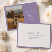 Faire-part de mariage à date fixe lilas brunis