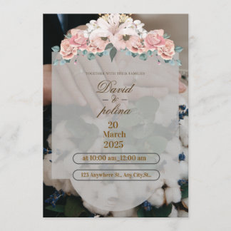 Faire-part de mariage à décor de fleurs blanches e