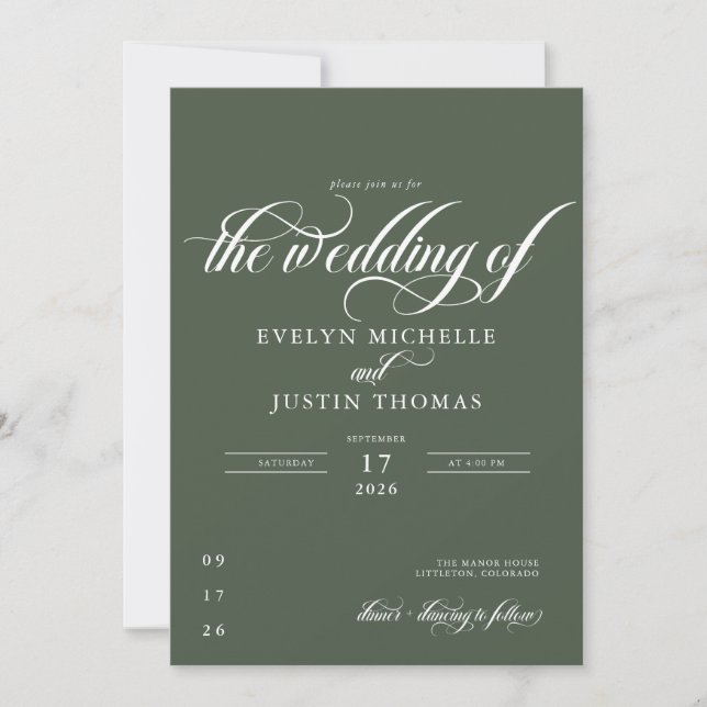 Faire-part de mariage à écriture minimale (Devant)