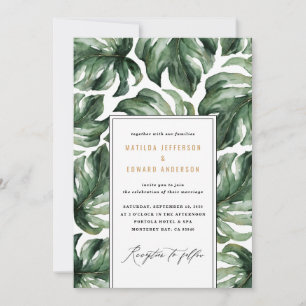 Faire-part de mariage à feuille de palmier tropica