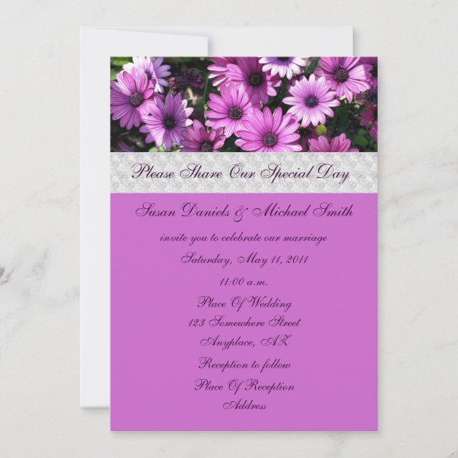 Faire-part de mariage à fleurs de marguerites afri (Devant)