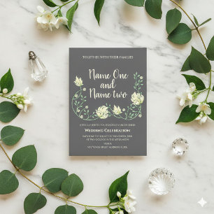 Faire-part de mariage à fleurs foncées de style Ar