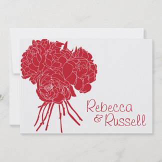 Faire-part de mariage à fleurs Red Peony