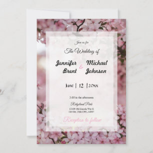 Faire-part de mariage à fleurs roses