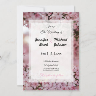 Faire-part de mariage à fleurs roses